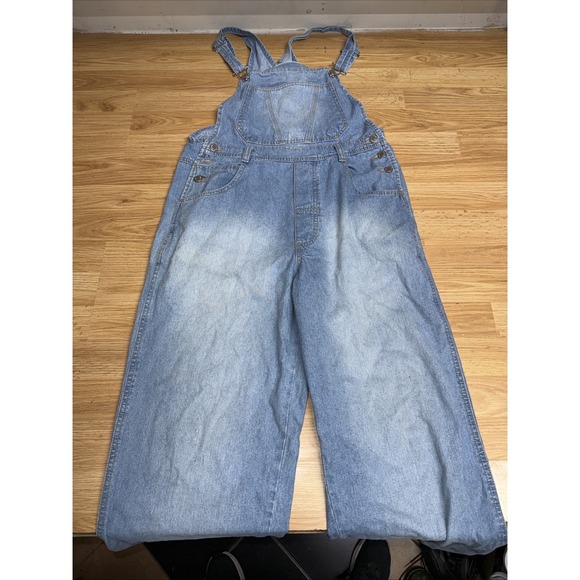 London London Denim - Vintage 80s Overalls Blue Denim London London Carpenter Cotton Size L